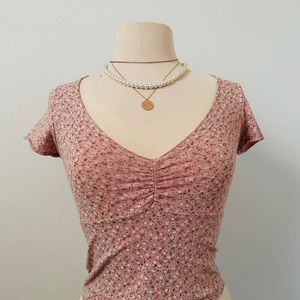 Brandy Melville Pink Floral Gina Top